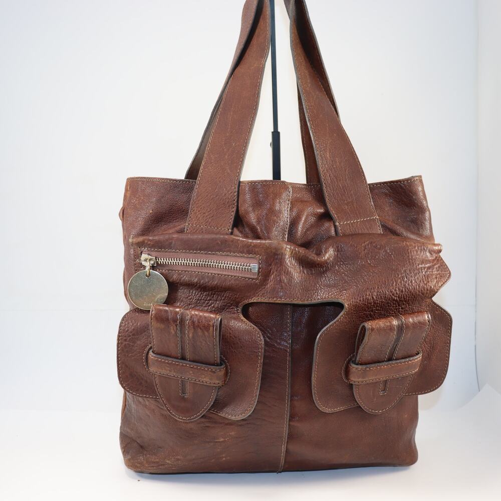 Chloé Brown Leather‎ Tote Y2K Chunky Pocket Satchel